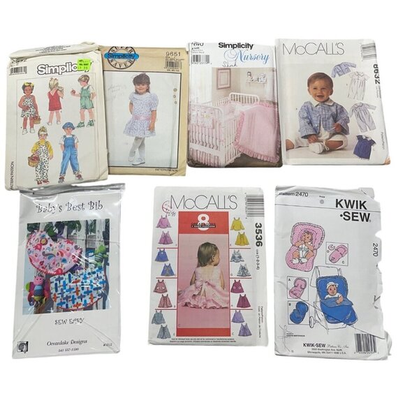 Sewing Pattern Lot of 7 Babies Infants Toddler - Picture 1 of 4